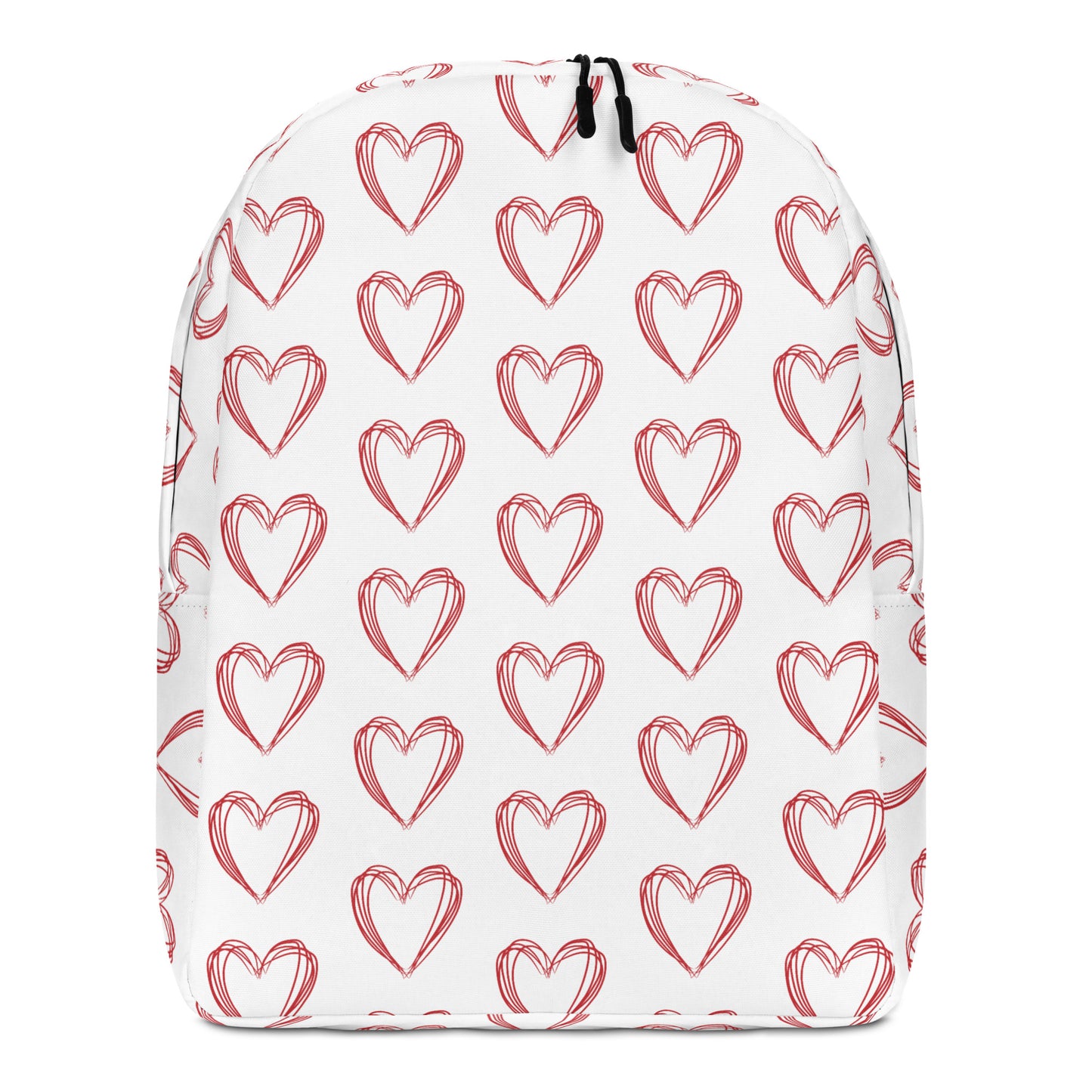 Leodie Red Sketch Heart Pattern Backpack Front