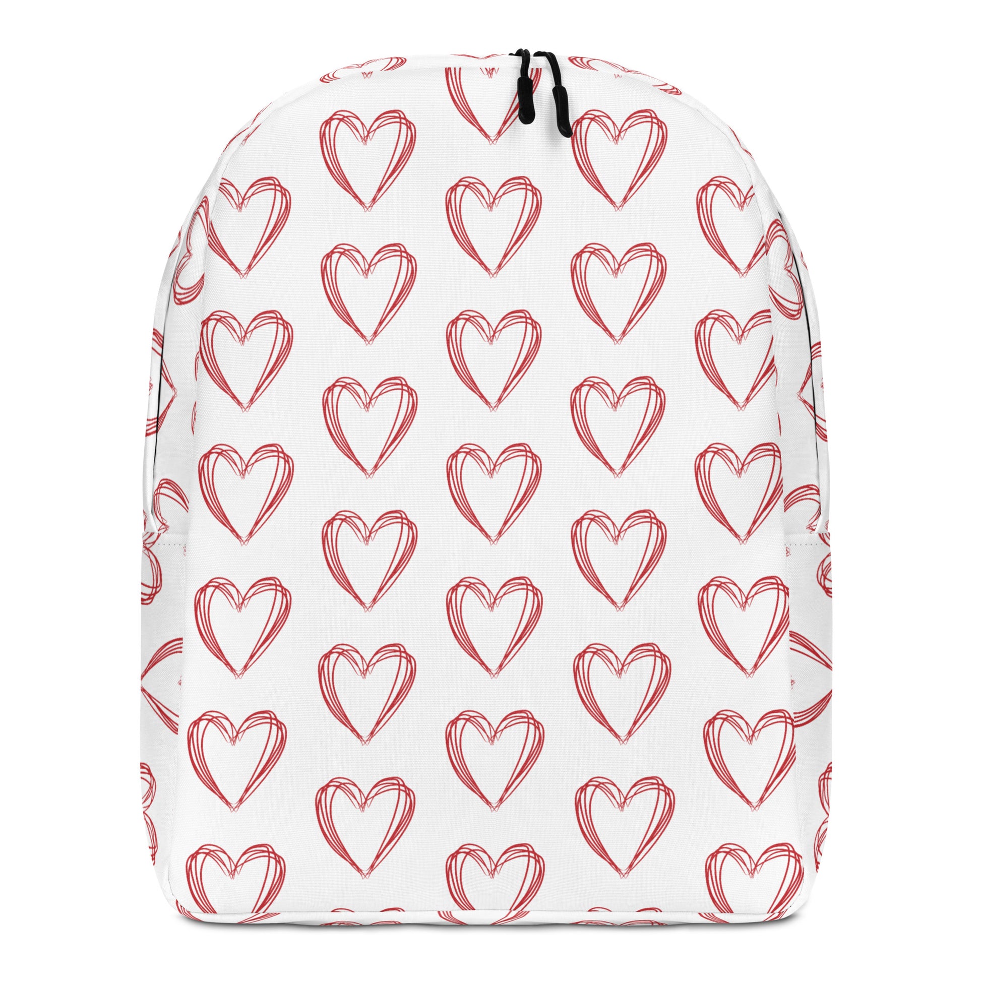 Leodie Red Sketch Heart Pattern Backpack Front