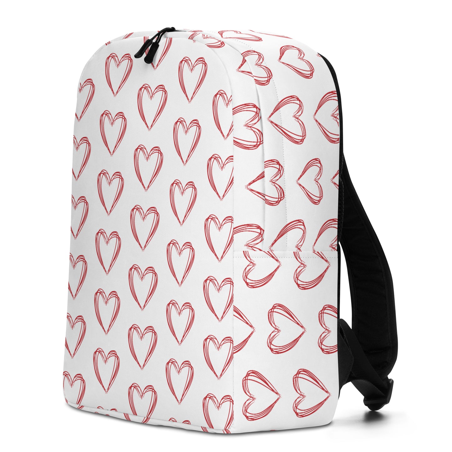 Leodie Red Sketch Heart Pattern Backpack Left