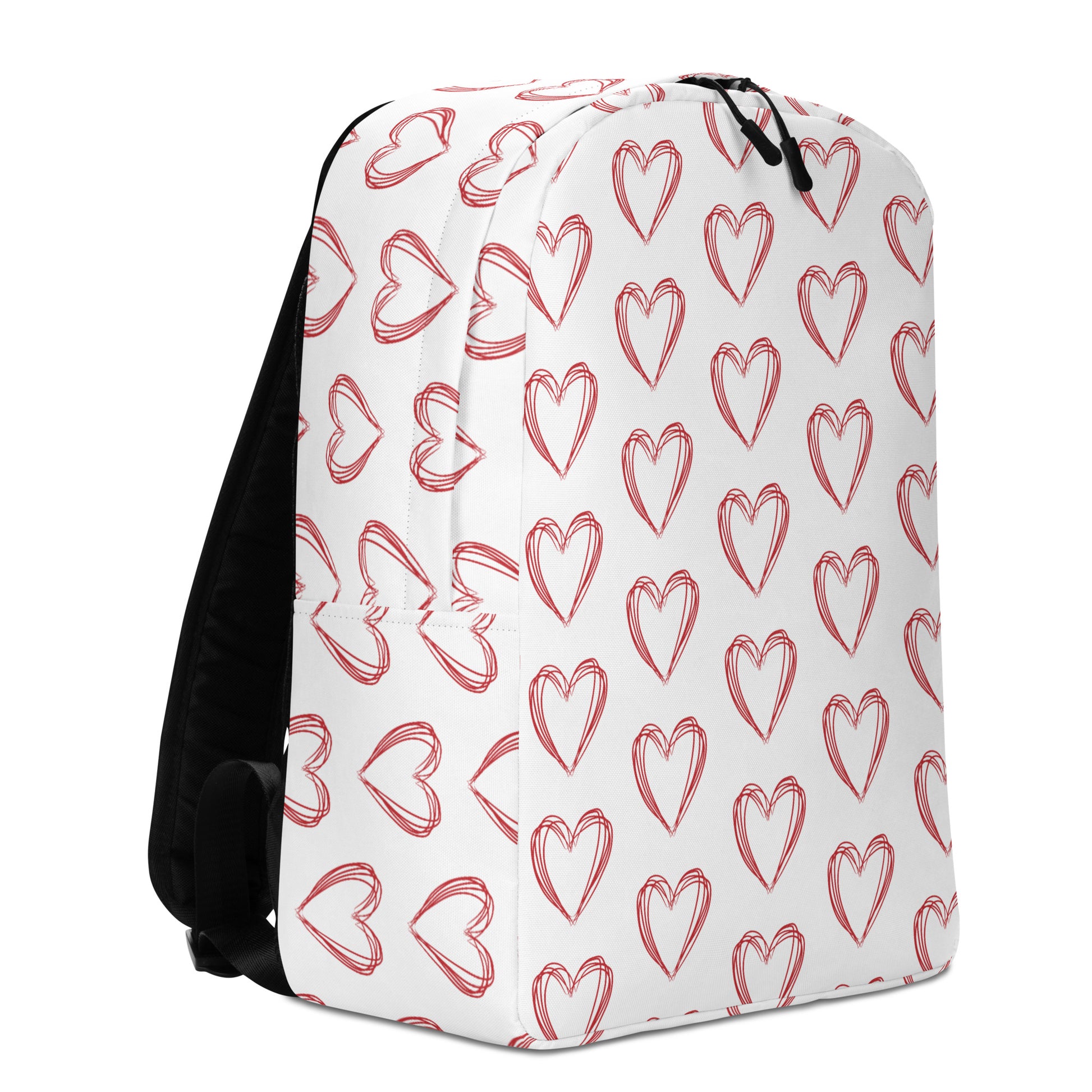 Leodie Red Sketch Heart Pattern Backpack Right