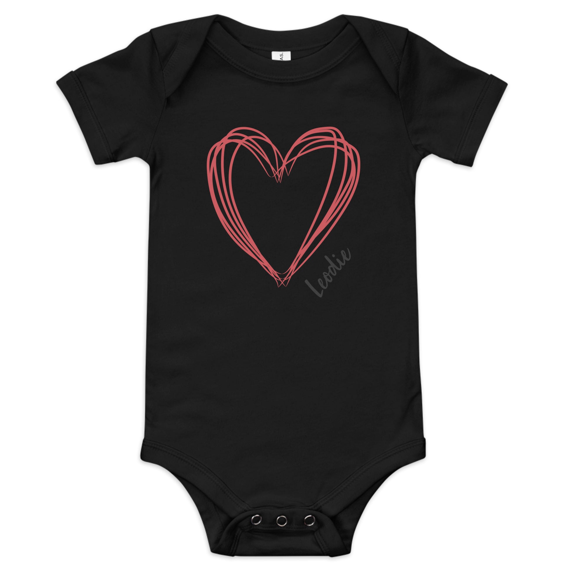 Leodie Sketch Heart Baby Onesie Black
