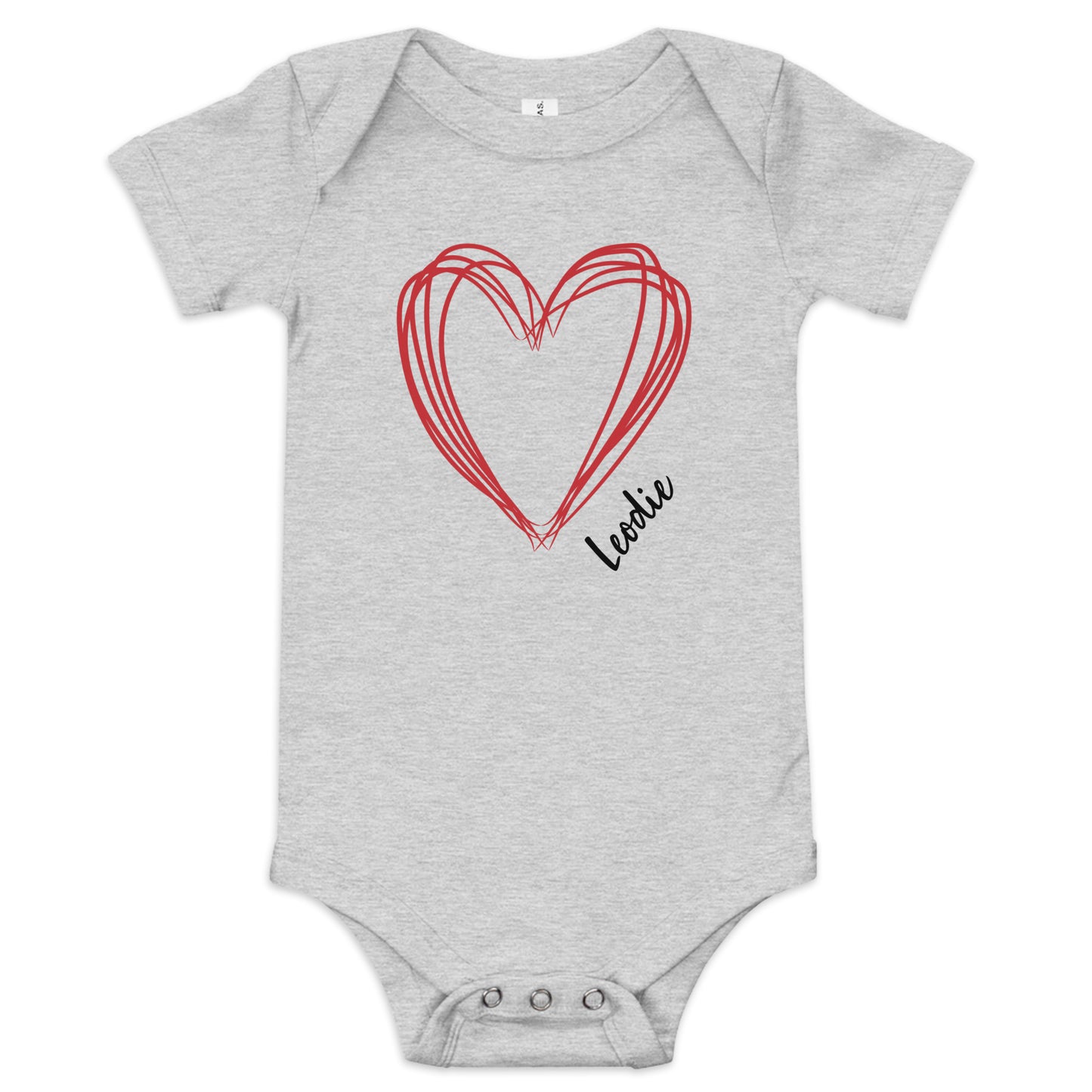 Leodie Sketch Heart Baby Onesie Grey