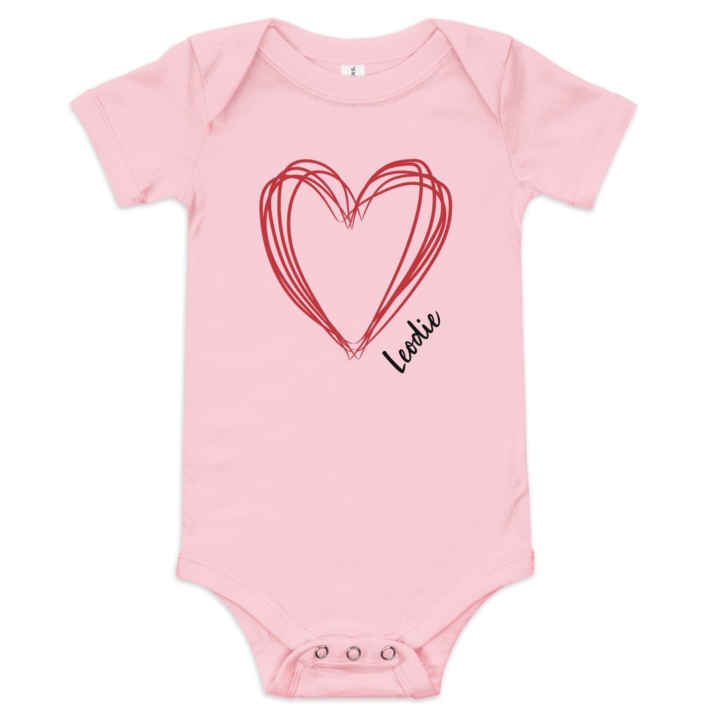 Leodie Sketch Heart Baby Onesie Pink