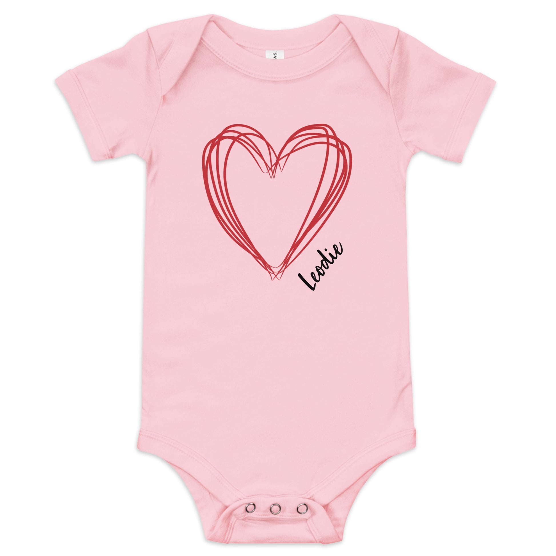 Leodie Sketch Heart Baby Onesie Pink