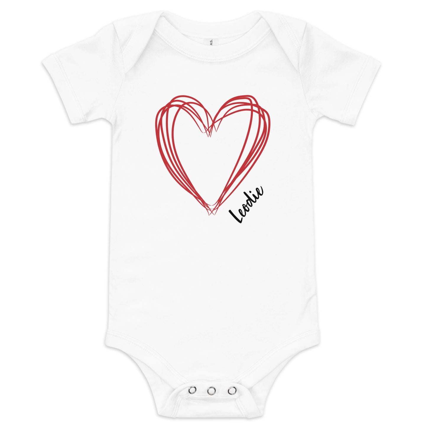 Leodie Sketch Heart Baby Onesie White
