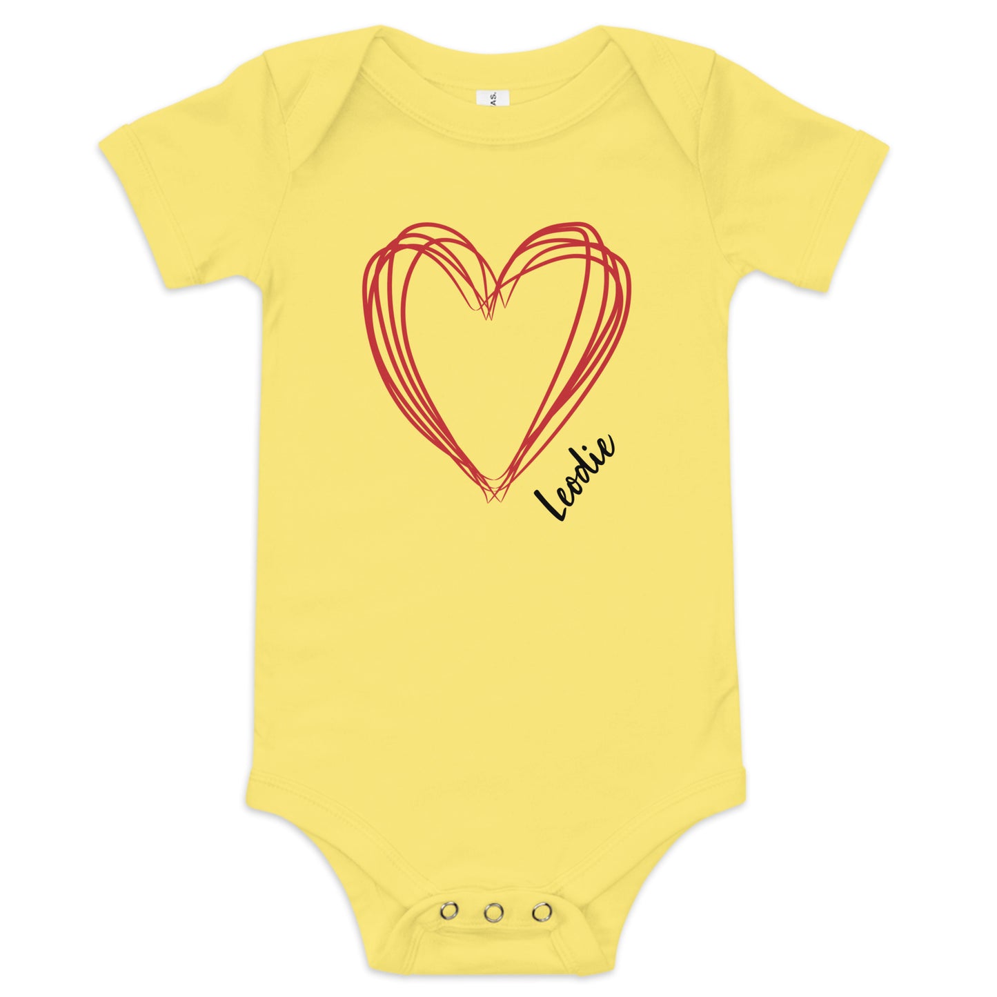 Leodie Sketch Heart Baby Onesie Yellow