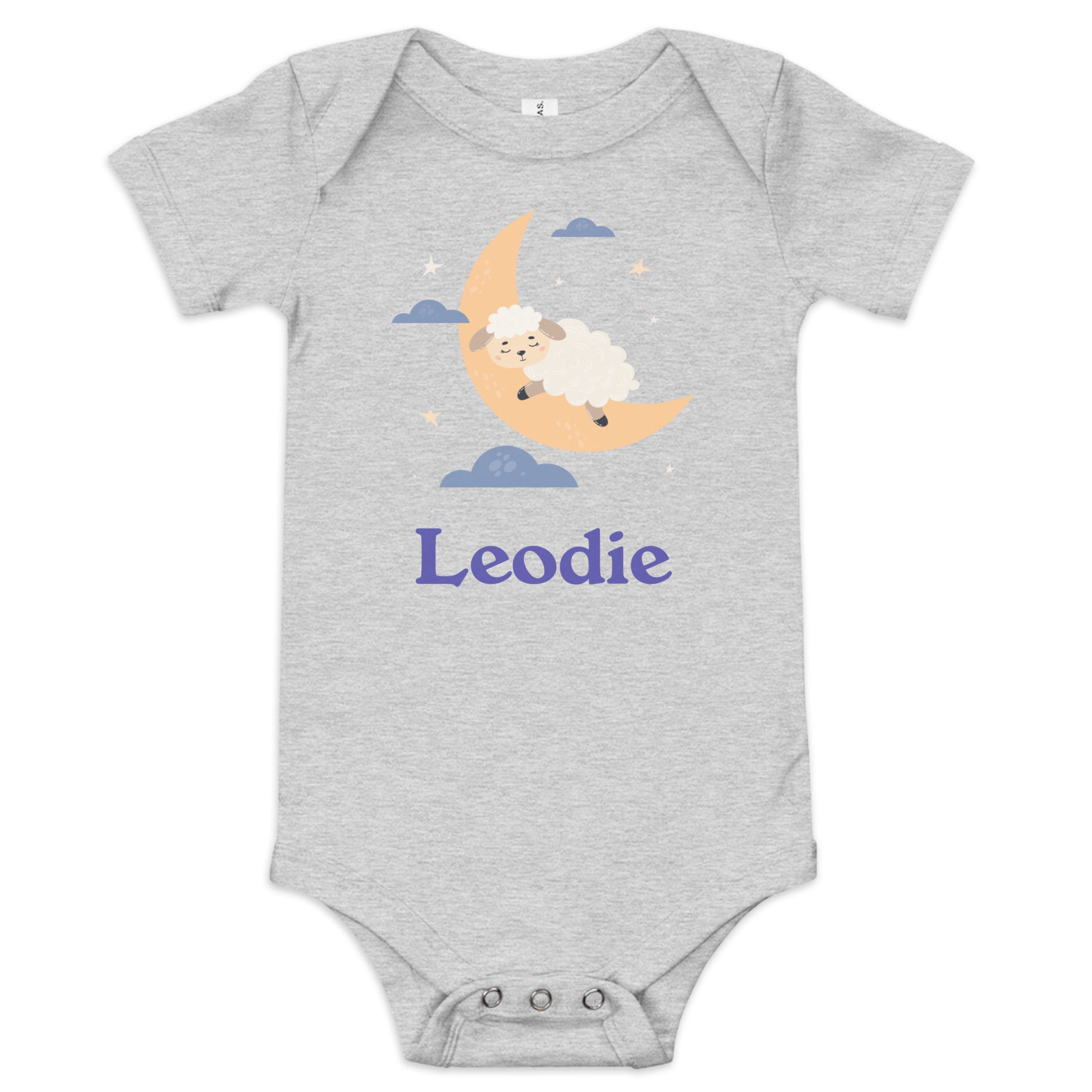 Leodie Sleepy Lamb Crescent Moon Baby Onesie Grey