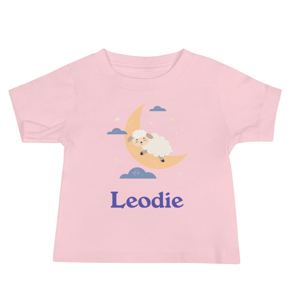 Leodie Sleepy Lamb Crescent Moon Baby Tee Pink