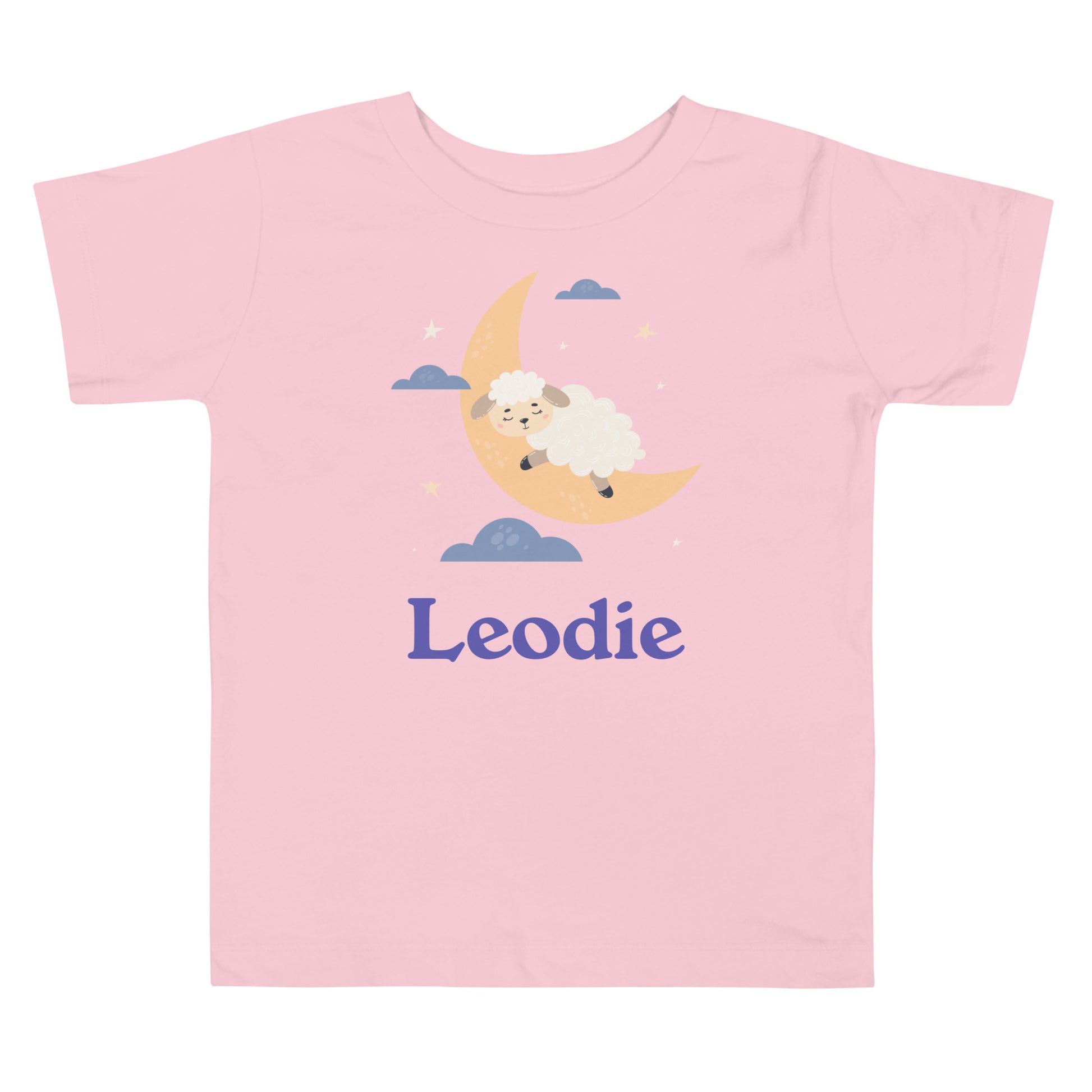 Leodie Sleepy Lamb Crescent Moon Toddler Tee Pink