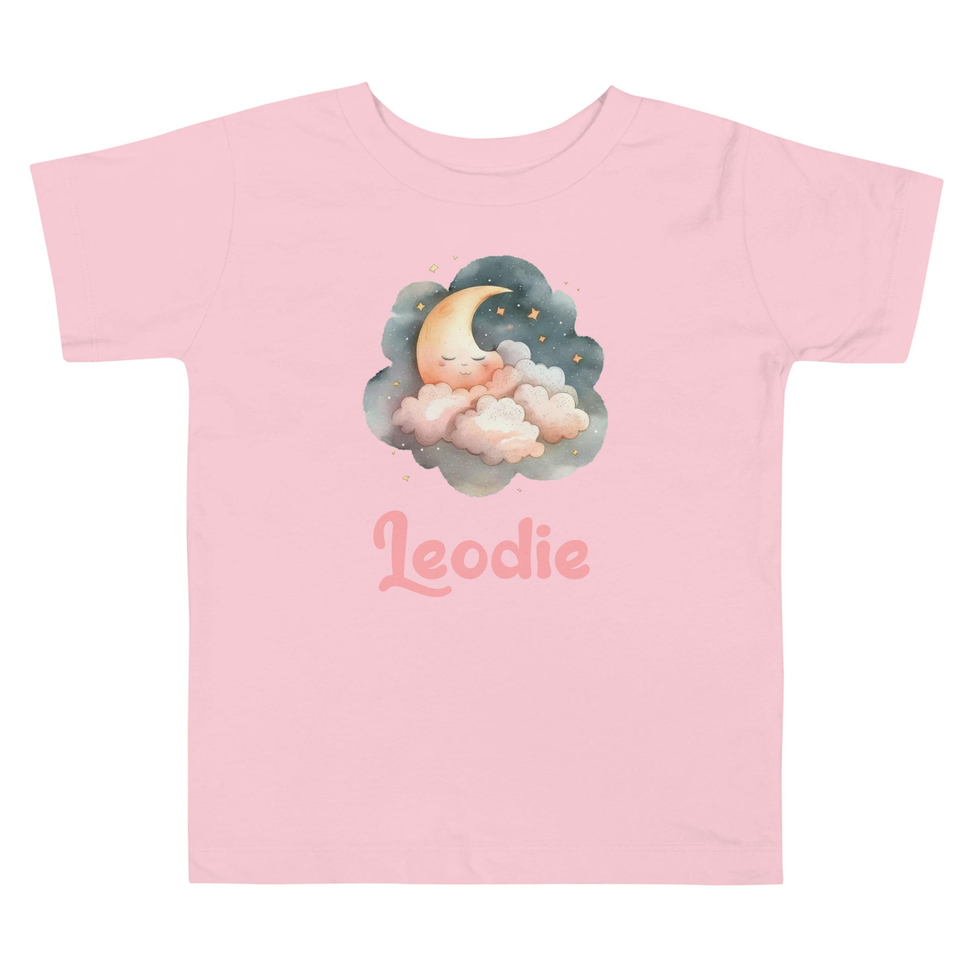 Leodie Sleepy Moon Pink Clouds Toddler Tee Pink
