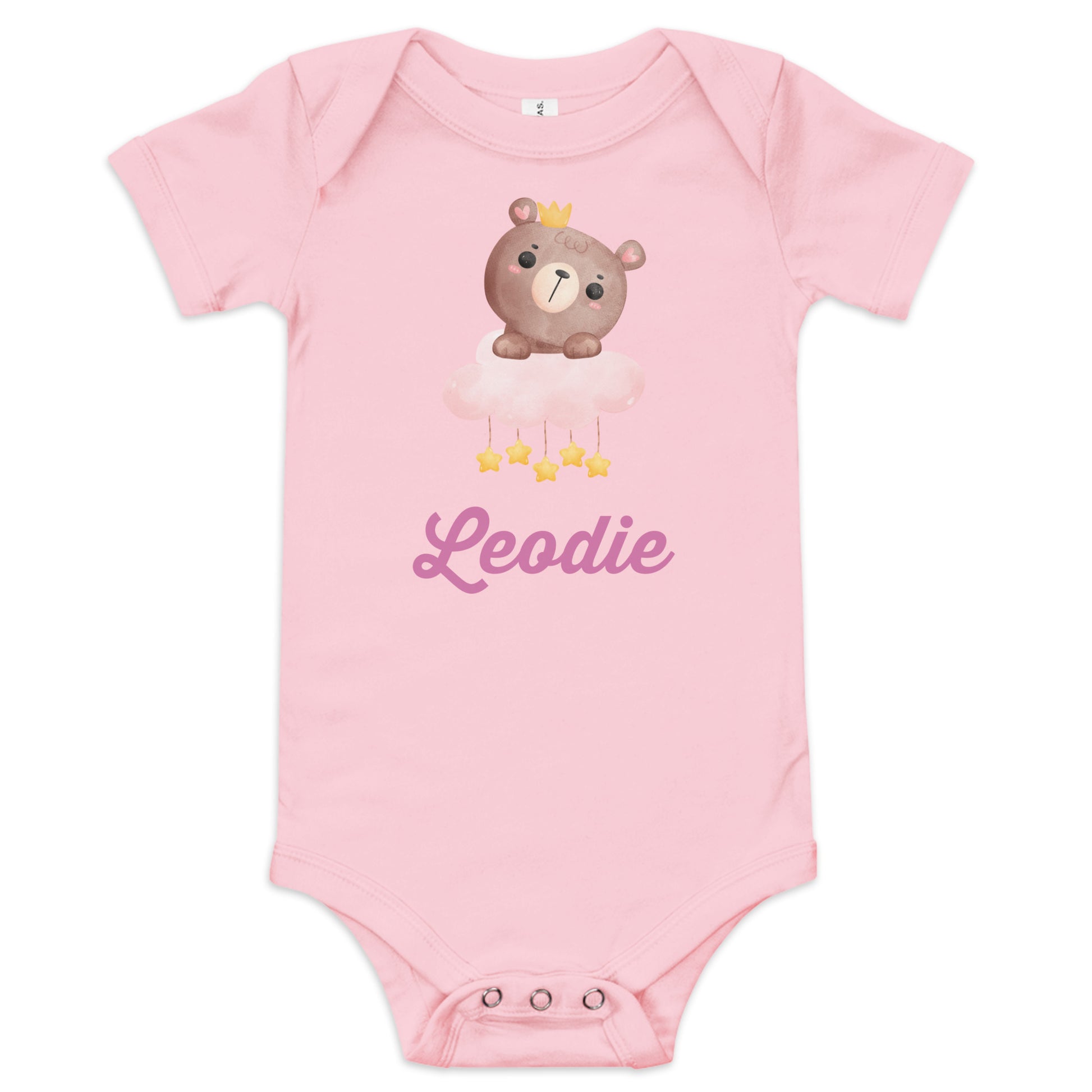 Leodie Starry Princess Bear Baby Onesie Pink