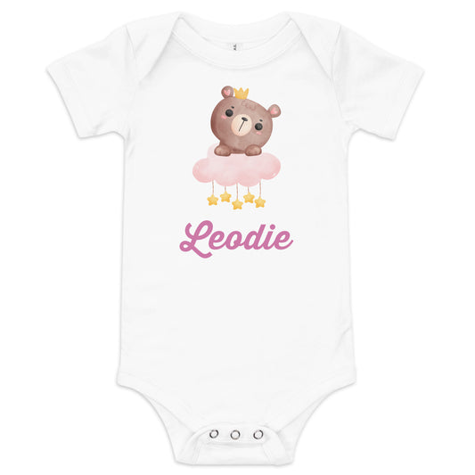 Leodie Starry Princess Bear Baby Onesie White
