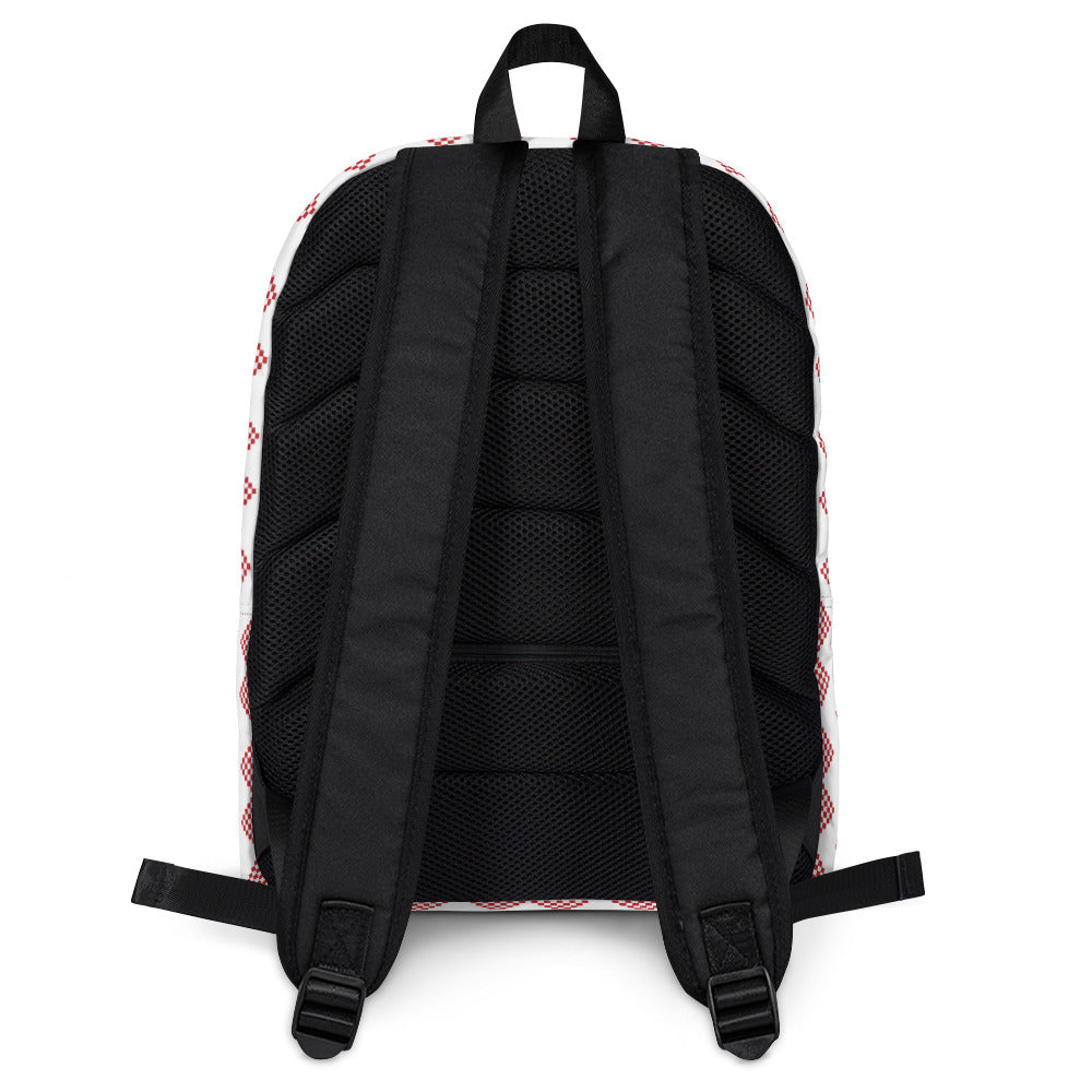 Leodie Red Checkered Heart Pattern Backpack Back