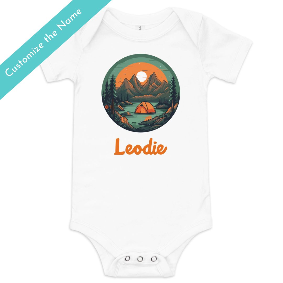 Sunset Camping Baby Onesie White