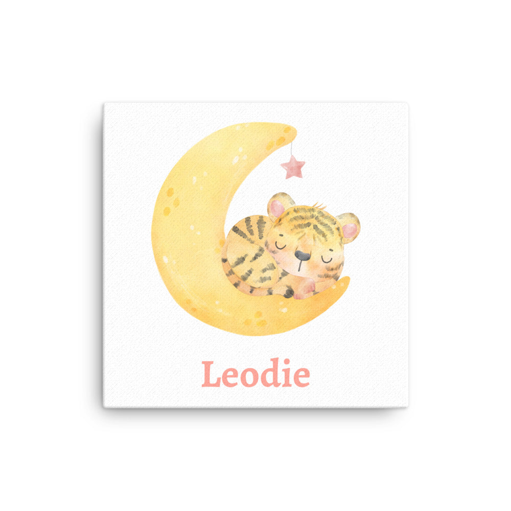 Sleepy Tiger Moon Thin Canvas Print