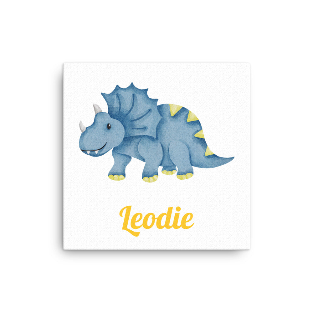 Customizable Triceratops Watercolor Dinosaur Thin Canvas Print
