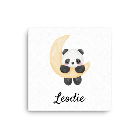 Sweet Panda Moon Thin Canvas Print