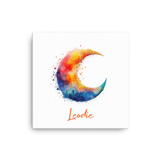Colorful Watercolor Moon Thin Canvas Print