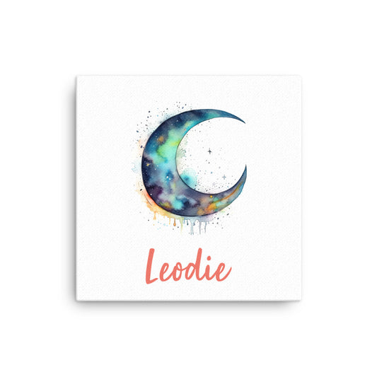 Patina Watercolor Crescent Moon Thin Canvas Print