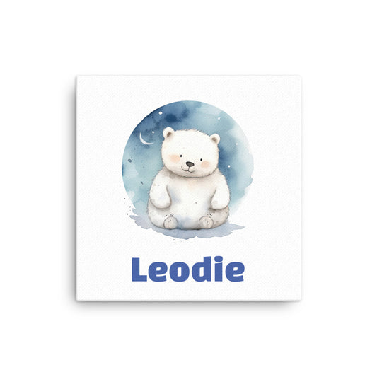 Polar Bear Starry Night Thin Canvas Print