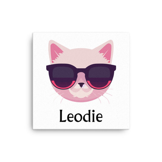 Pink Retro Cat With Sunglasses Thin Canvas Print
