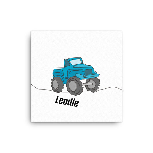Line Art Monster Truck Thin Canvas Print
