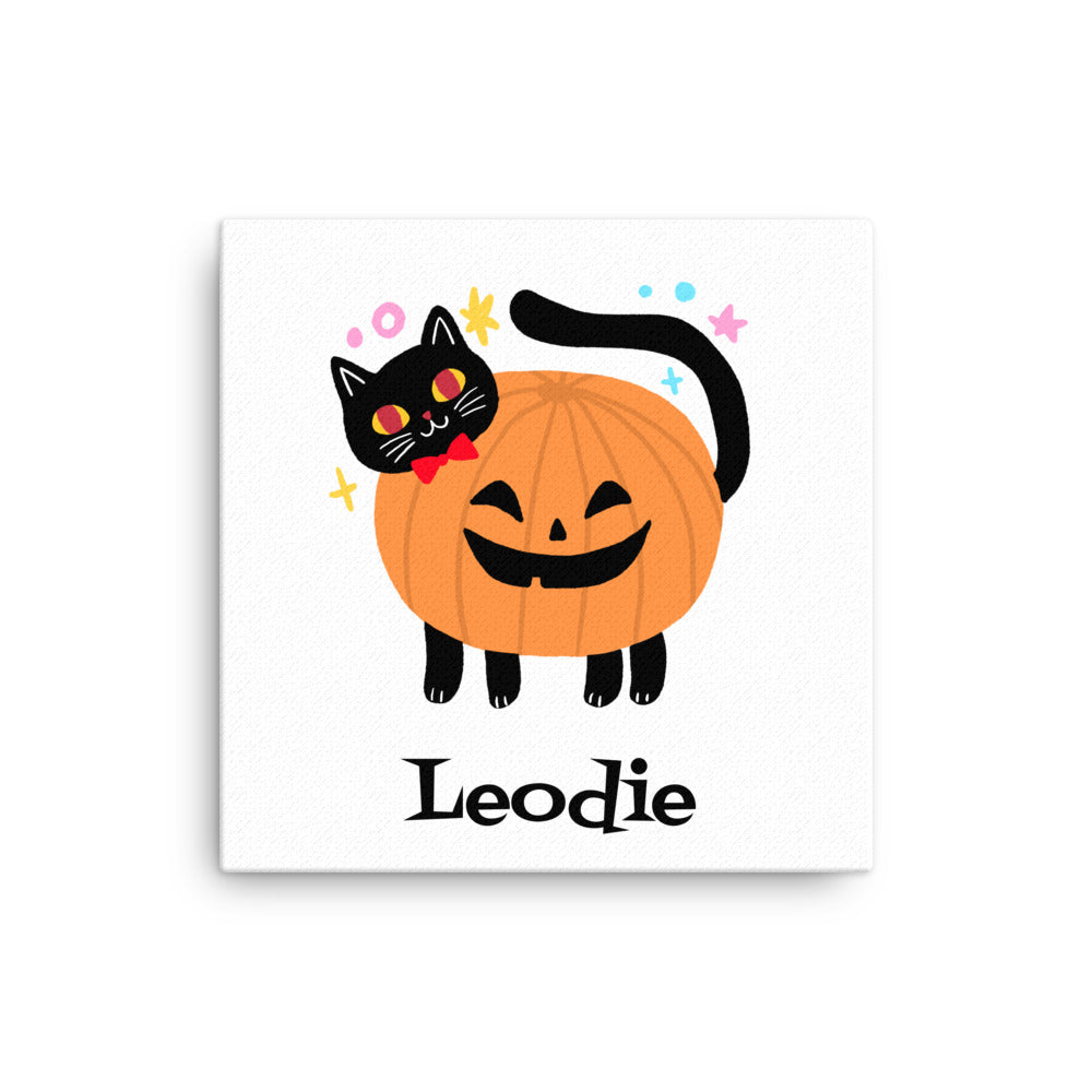 Cat Pumpkin Halloween Costume Thin Canvas Print