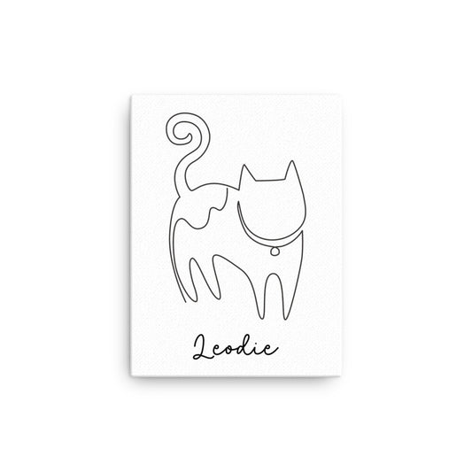 Happy To See You Cat Line Art Thin Canvas Print