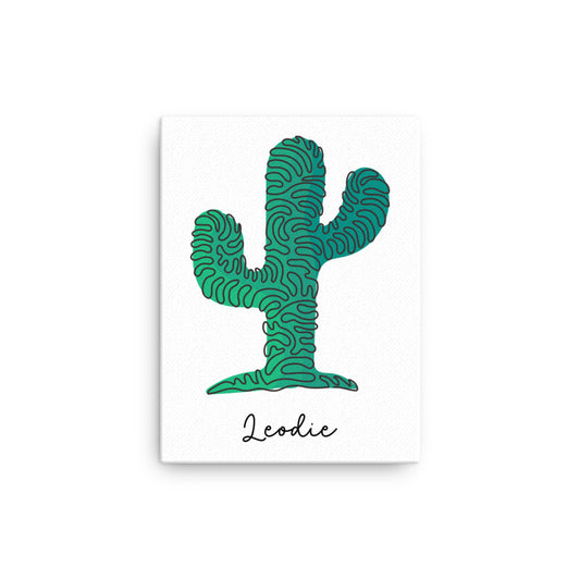 Doodle Saguaro Cactus Thin Canvas Print