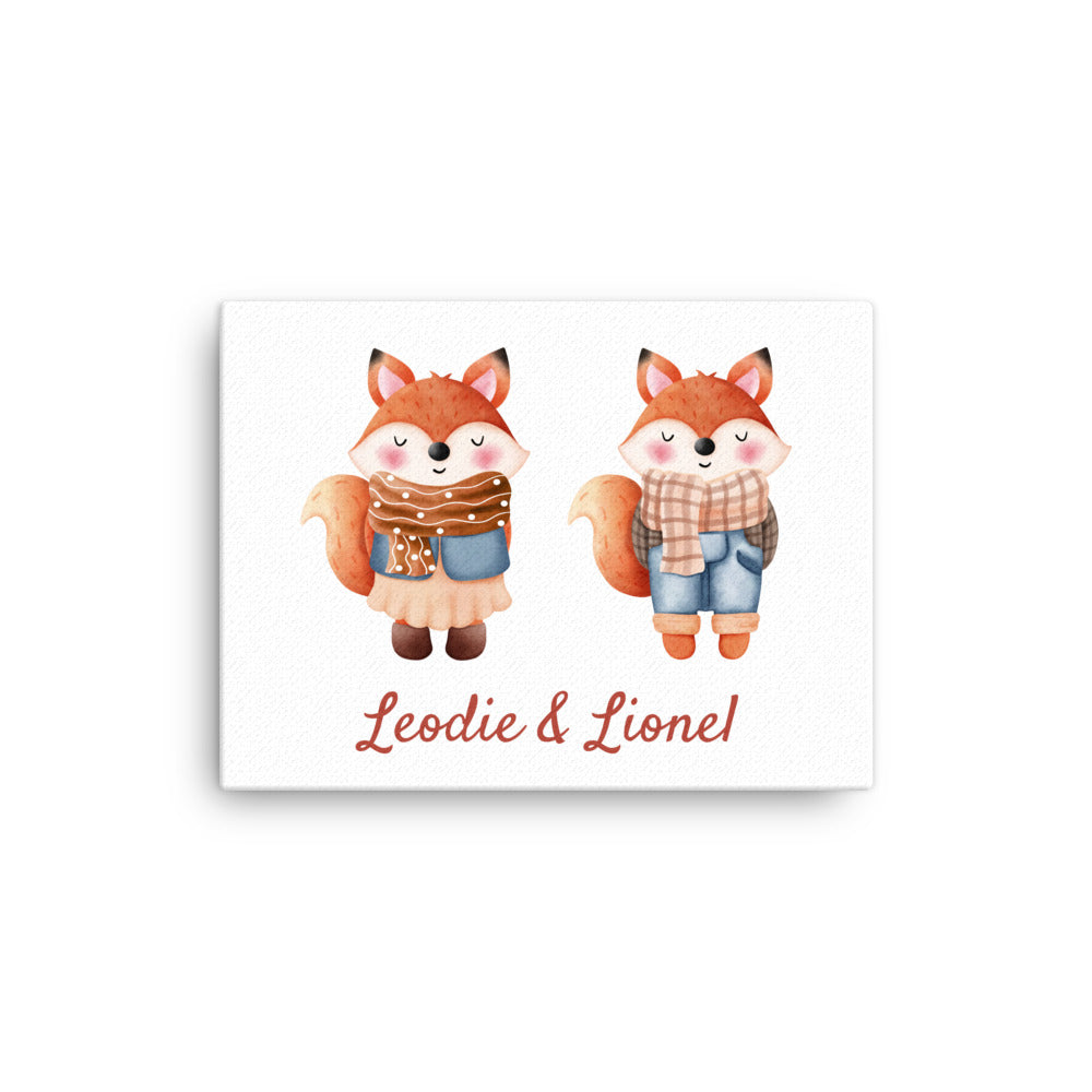 Autumn Fox Twins Thin Canvas Print