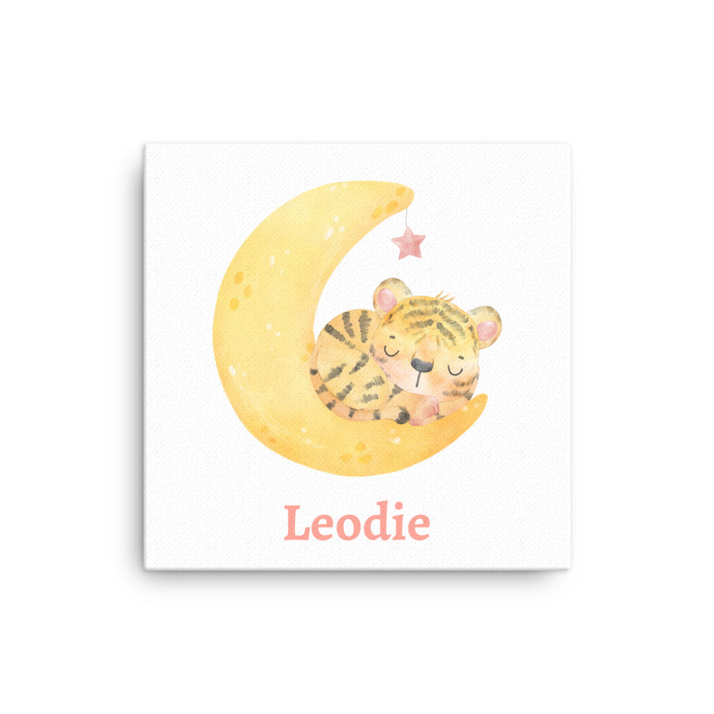 Sleepy Tiger Moon Thin Canvas Print