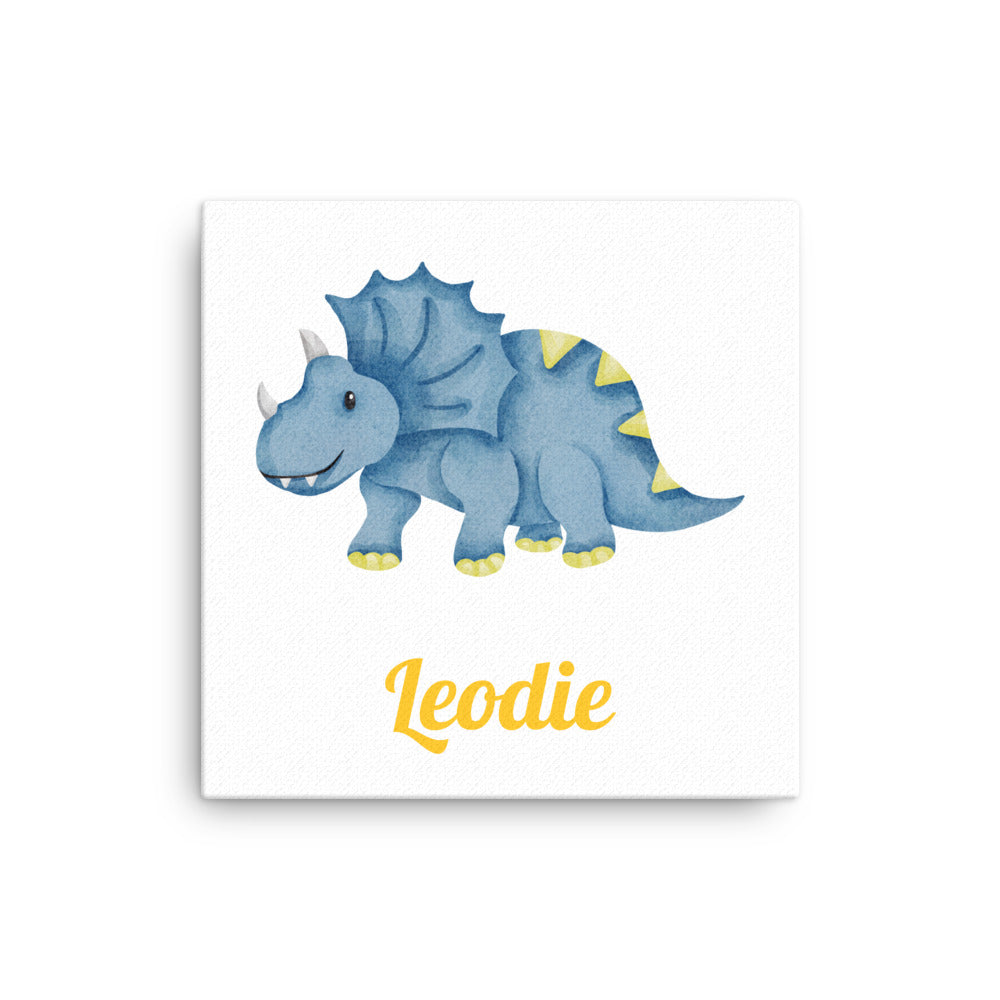 Customizable Triceratops Watercolor Dinosaur Thin Canvas Print