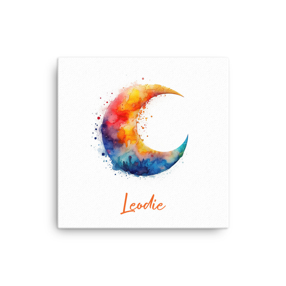 Colorful Watercolor Moon Thin Canvas Print