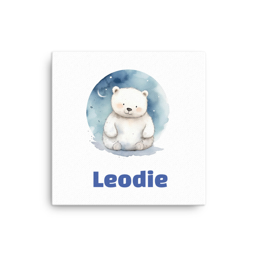 Polar Bear Starry Night Thin Canvas Print