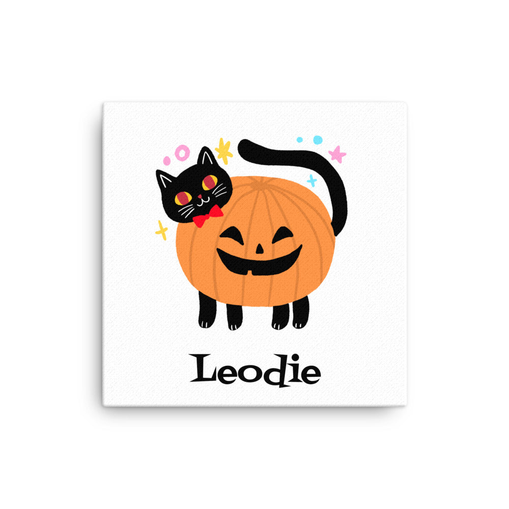 Cat Pumpkin Halloween Costume Thin Canvas Print