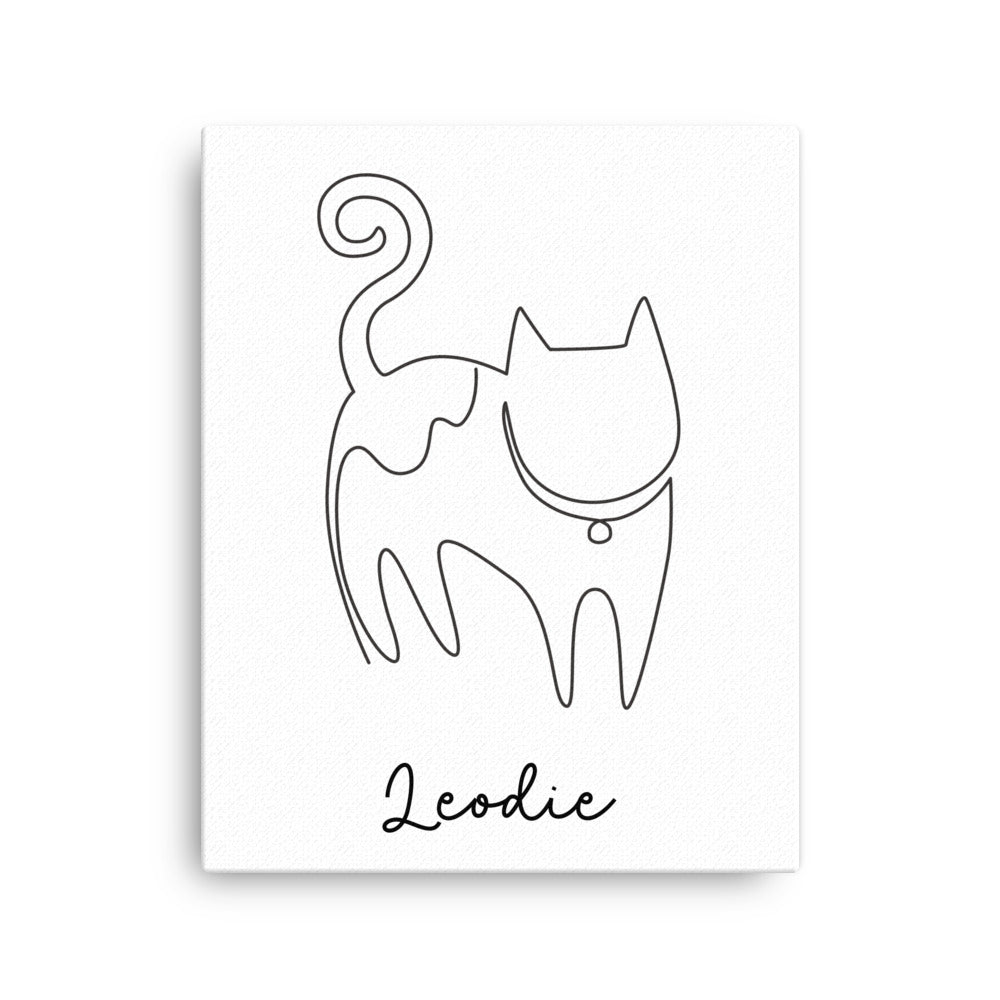 Happy To See You Cat Line Art Thin Canvas Print