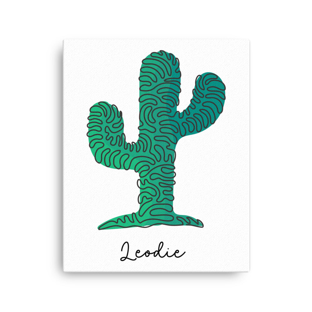 Doodle Saguaro Cactus Thin Canvas Print