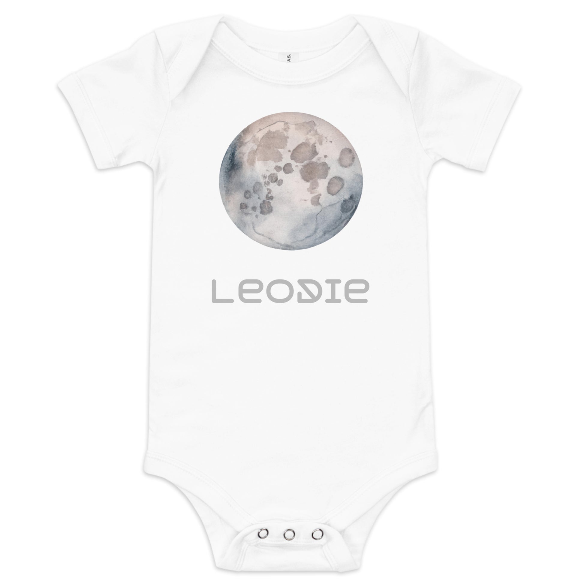 Leodie Watercolor Moon Baby Onesie White