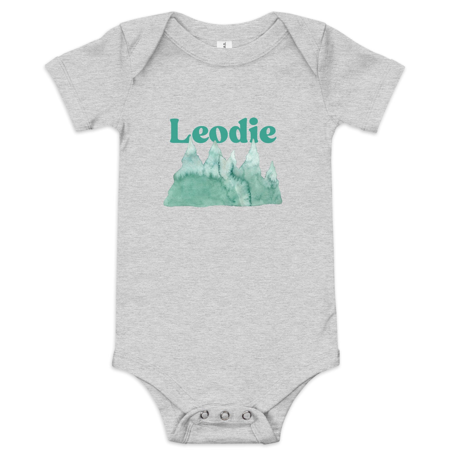 Leodie Watercolor Mountain Forest Baby Onesie Grey