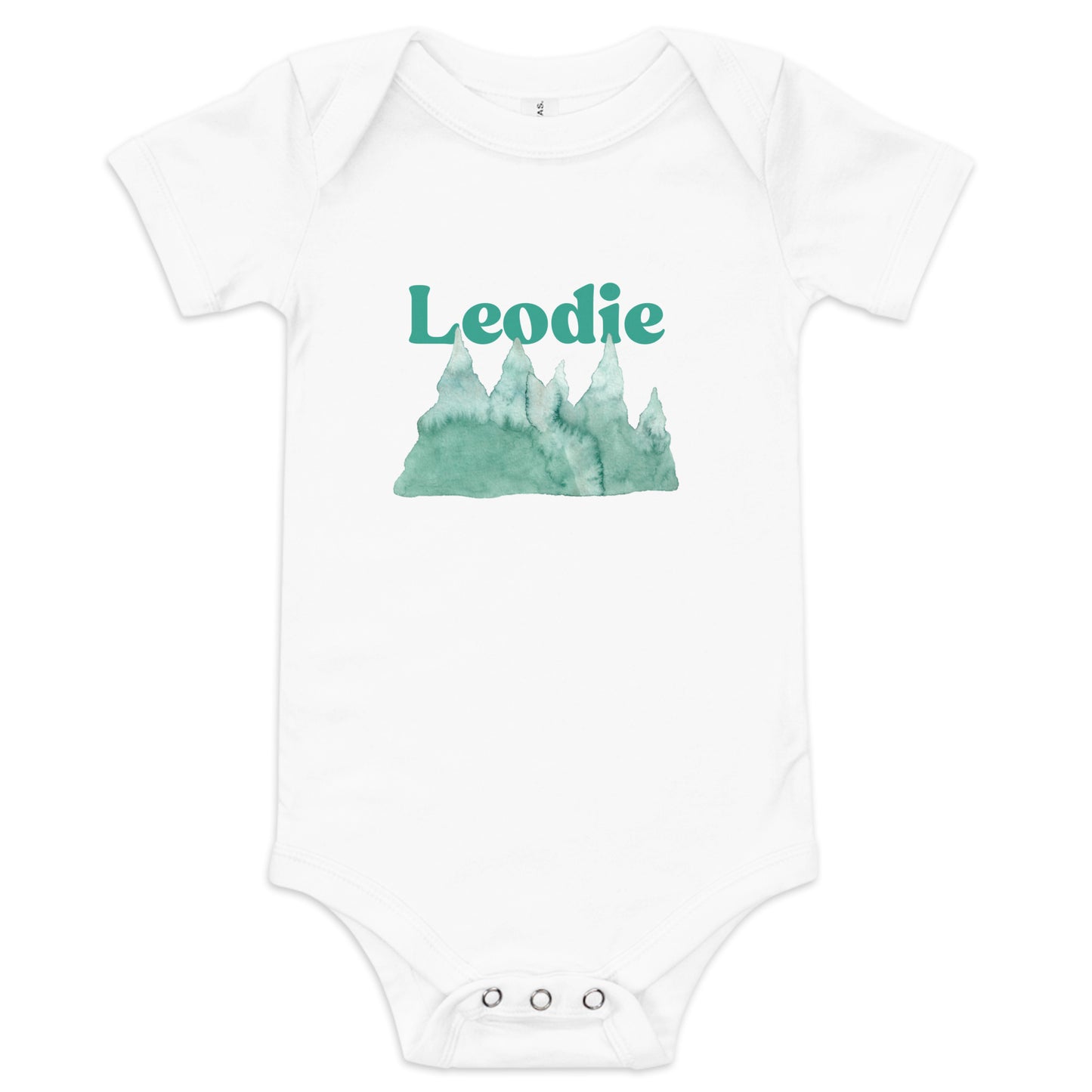 Leodie Watercolor Mountain Forest Baby Onesie White