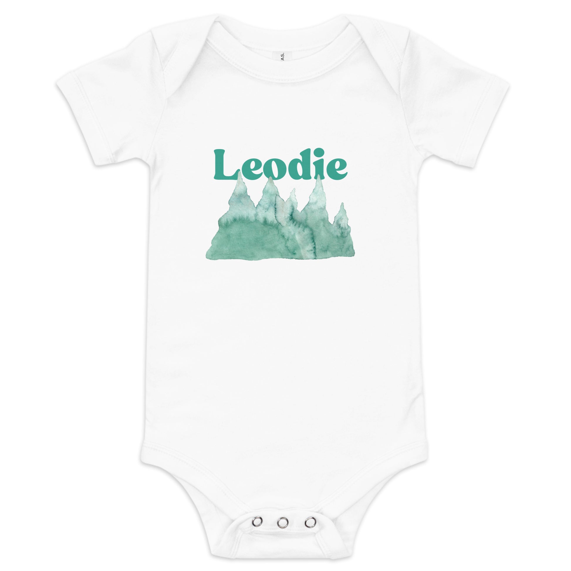 Leodie Watercolor Mountain Forest Baby Onesie White