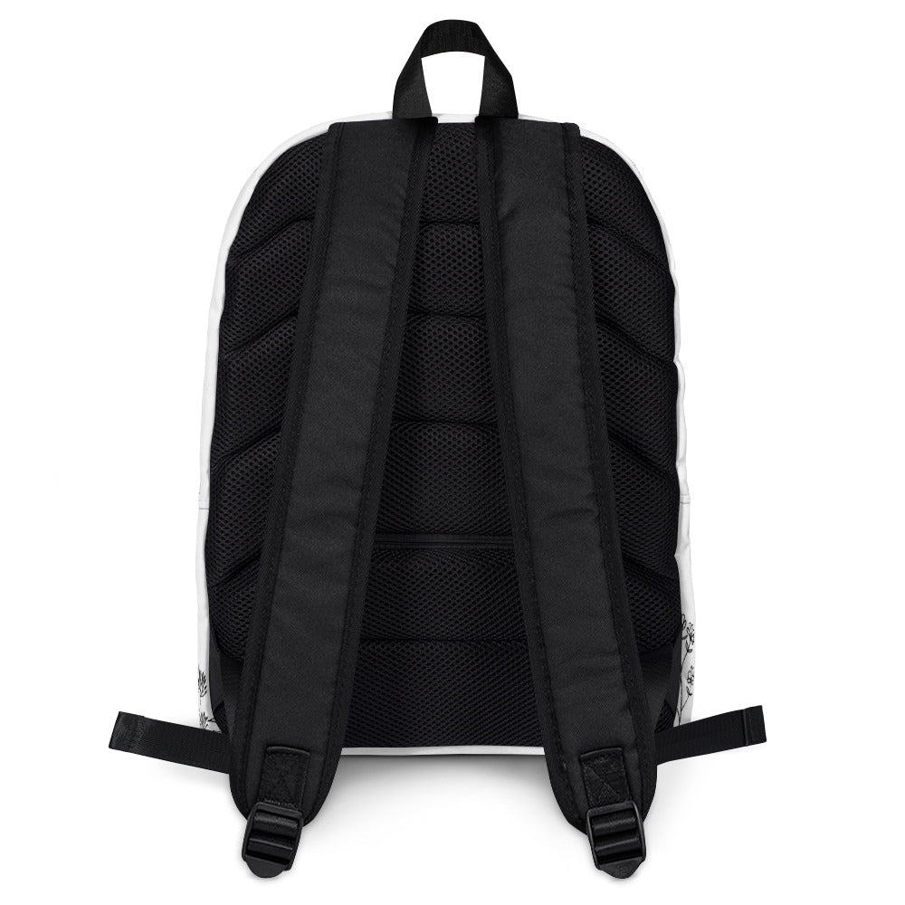 Leodie White Wildflower Backpack Back