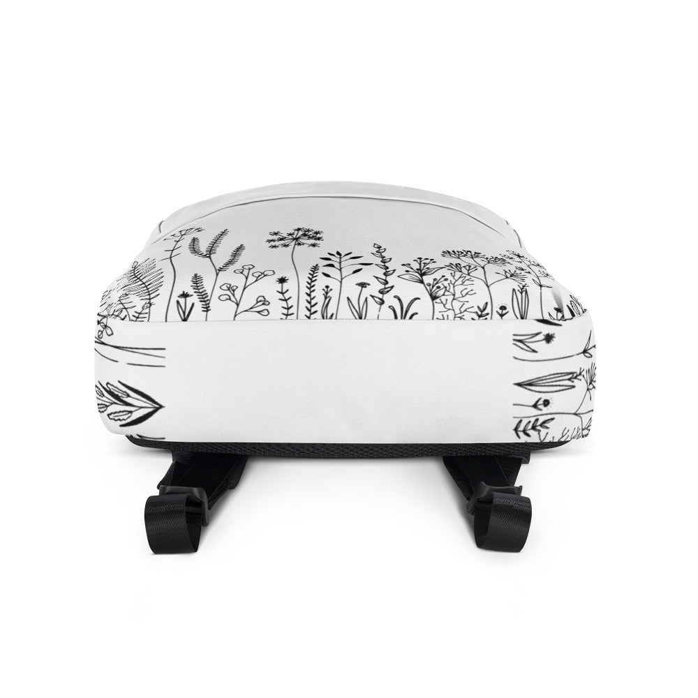 Leodie White Wildflower Backpack Bottom