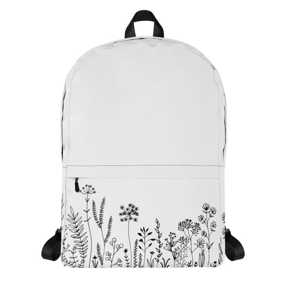 Leodie White Wildflower Backpack Front