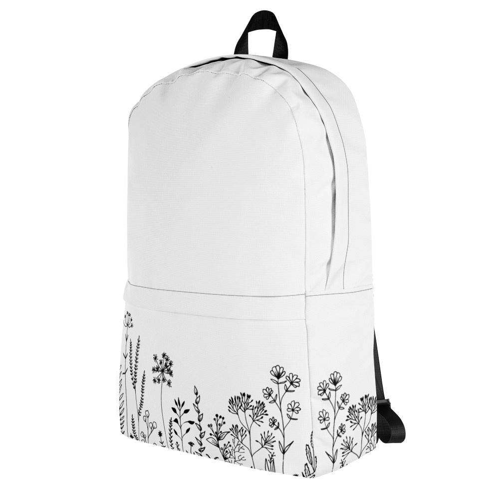 Leodie White Wildflower Backpack Left