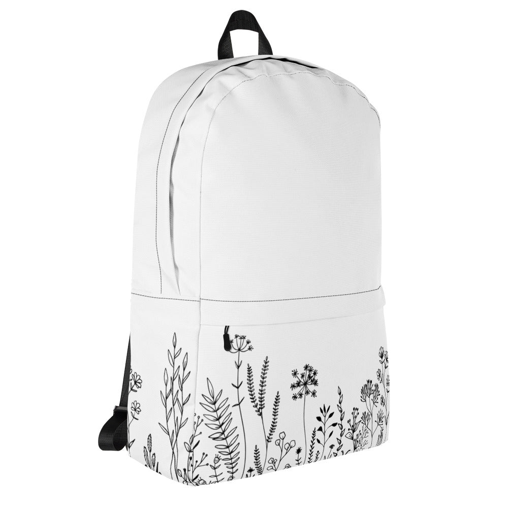 Leodie White Wildflower Backpack Right